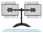 Mount-It! Adjustable Dual Monitor Freestanding Desk Stand, Up to 27", Black (MI-1781)