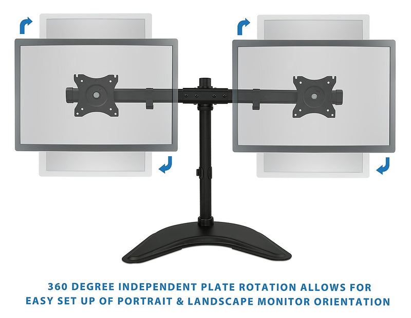 Mount-It! Adjustable Dual Monitor Freestanding Desk Stand, Up to 27", Black (MI-1781)