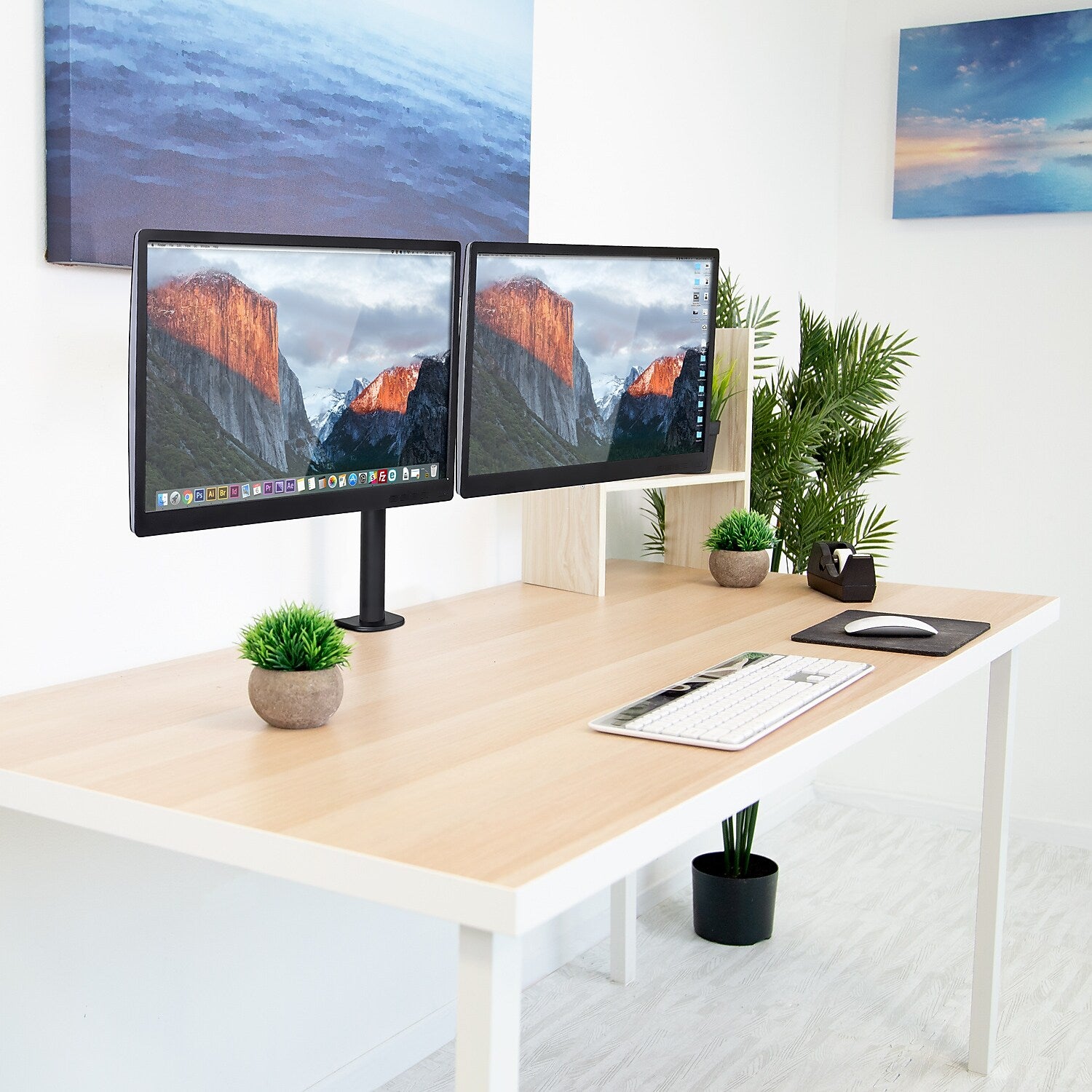 Mount-It! Adjustable Dual Monitor Arm Mount, Up To 32" Monitor, Black (MI-2752)