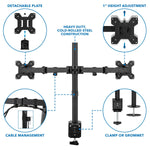 Mount-It! Adjustable Dual Monitor Arm Mount, Up To 32" Monitor, Black (MI-2752)