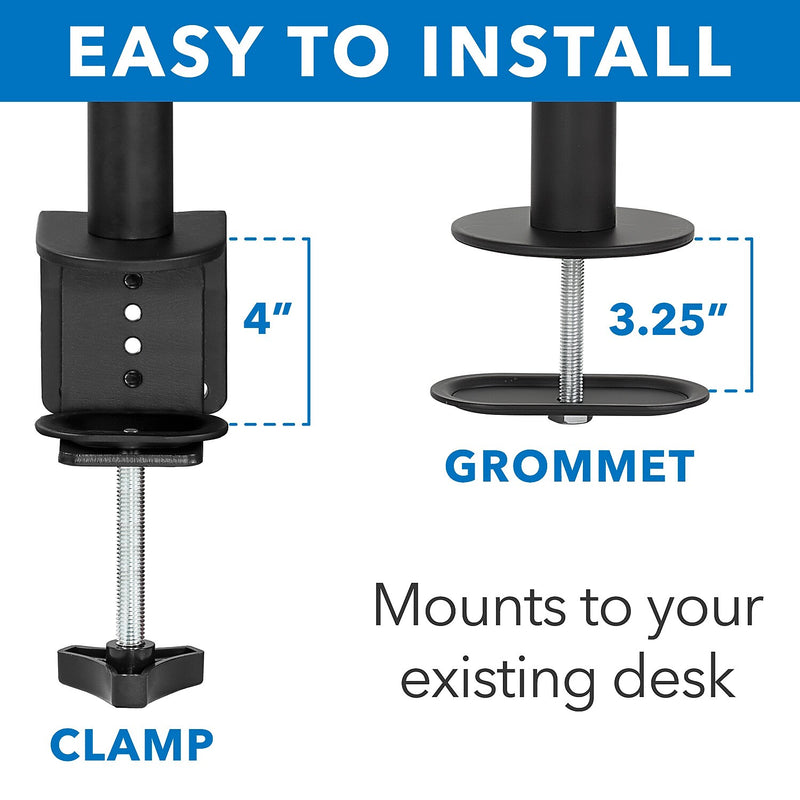 Mount-It! Adjustable Dual Monitor Arm Mount, Up To 32" Monitor, Black (MI-2752)