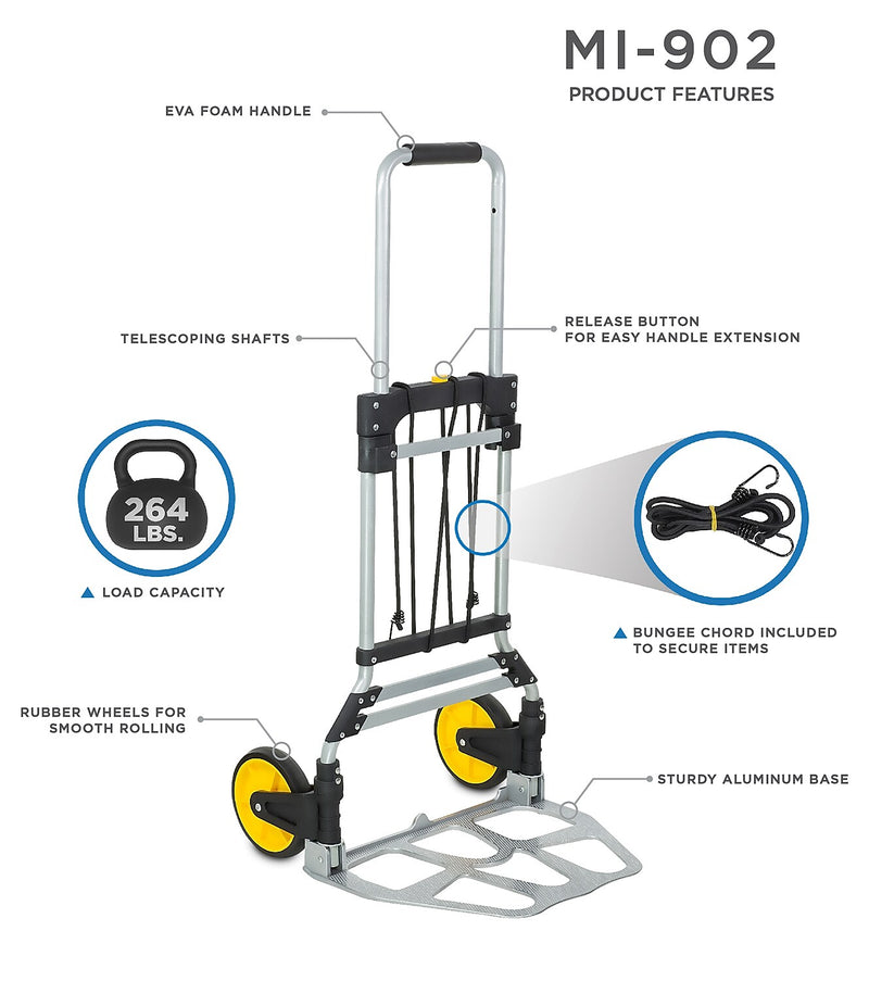 Mount-It! Folding Hand Truck and Dolly, 264 Lb Capacity (MI-902)