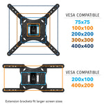 Mount-It! Full Motion Flat Screen TV and Monitors Wall Mount Bracket for 23" to 55" VESA Mount Screens (MI-4110)