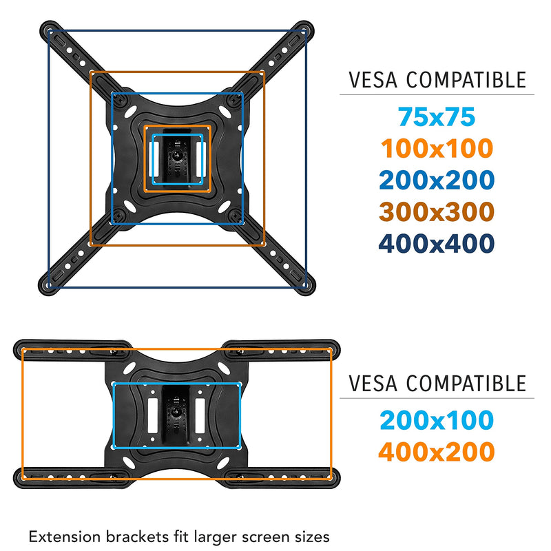 Mount-It! Full Motion Flat Screen TV and Monitors Wall Mount Bracket for 23" to 55" VESA Mount Screens (MI-4110)