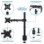 Mount-It! Adjustable Single Monitor Arm Mount, Black(MI-2751)