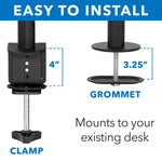 Mount-It! Adjustable Single Monitor Arm Mount, Black(MI-2751)