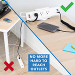 Mount-It! 3-Outlet 3-USB Port 5' Surge Protector with Clamp Desk Mount, White (MI-7281)