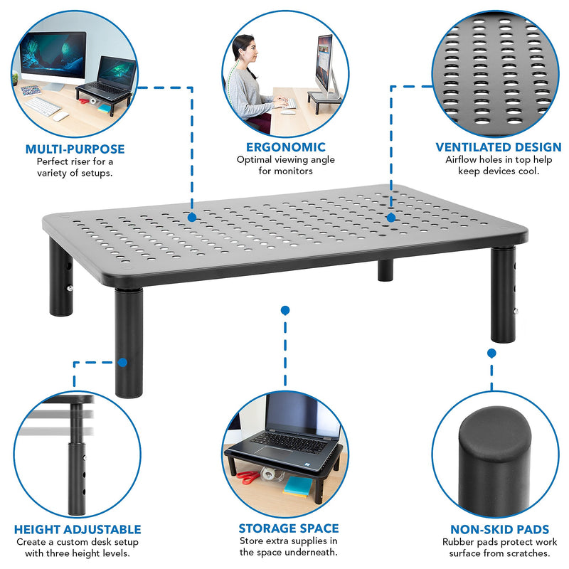 Mount-It! Adjustable Monitor Stand, Up to 32" Monitor, Gray, 2/Pack (MI-7364)