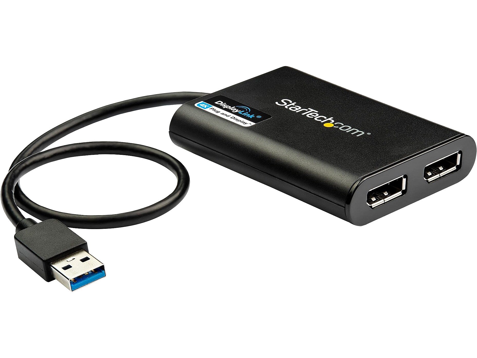StarTech USB 3.0 to Dual DisplayPort Adapter, Male to Female, Black (USB32DP24K60)