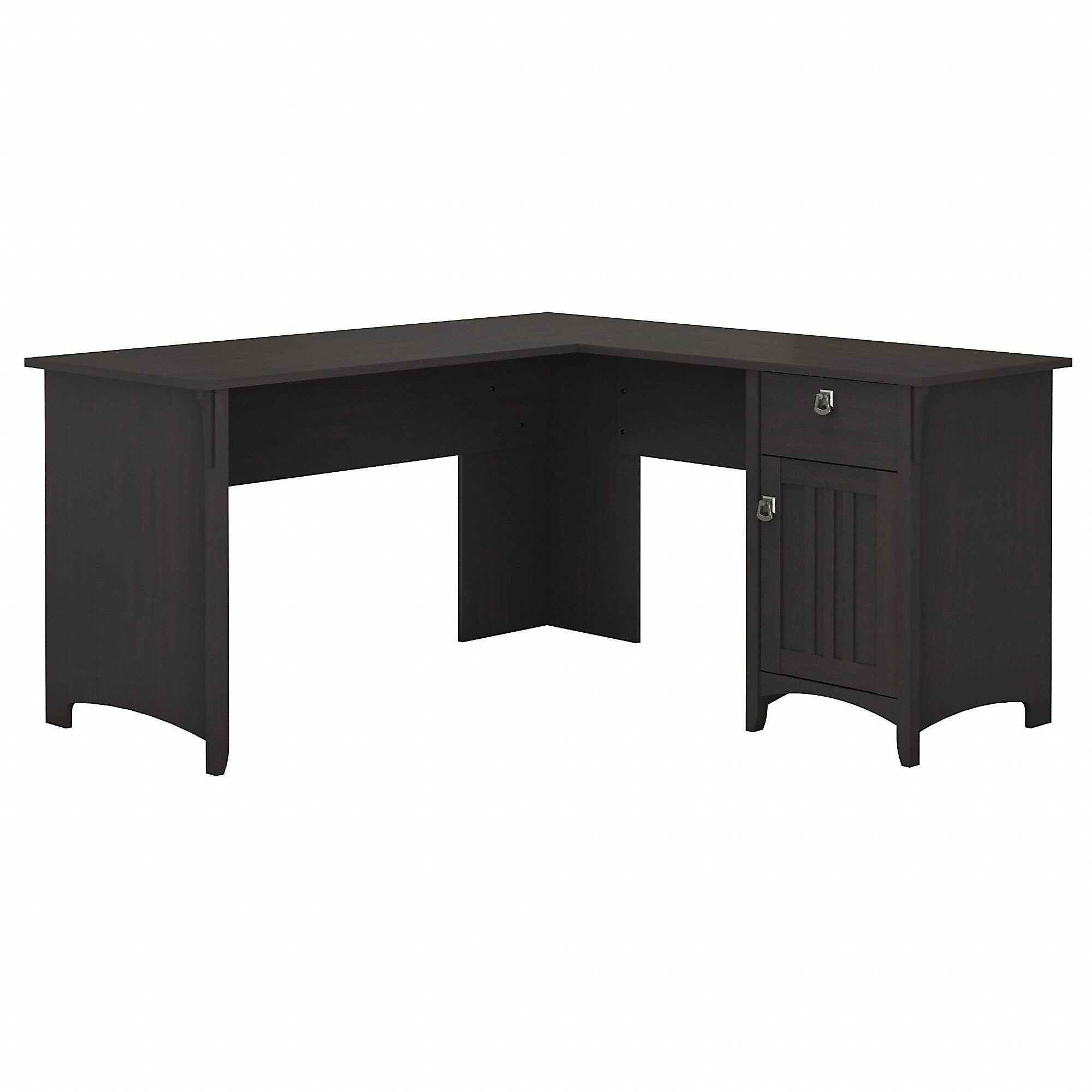 Bush Furniture Salinas 60"W L Shaped Desk with Storage, Vintage Black (SAD160VB-03)