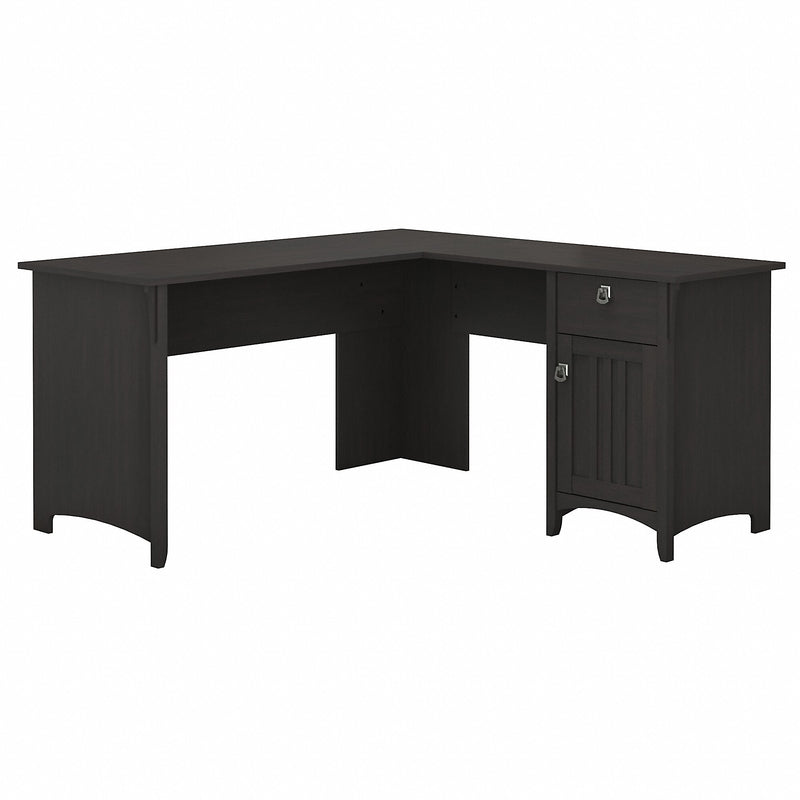 Bush Furniture Salinas 60"W L Shaped Desk with Storage, Vintage Black (SAD160VB-03)