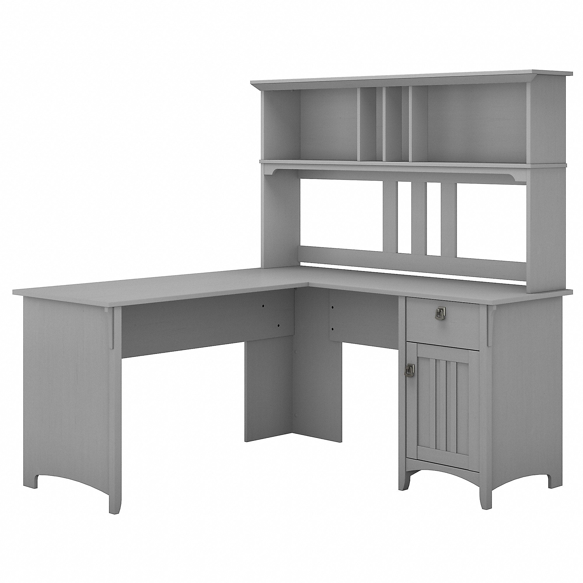Bush Furniture Salinas 60"W L Shaped Desk with Hutch, Cape Cod Gray (SAL004CG)