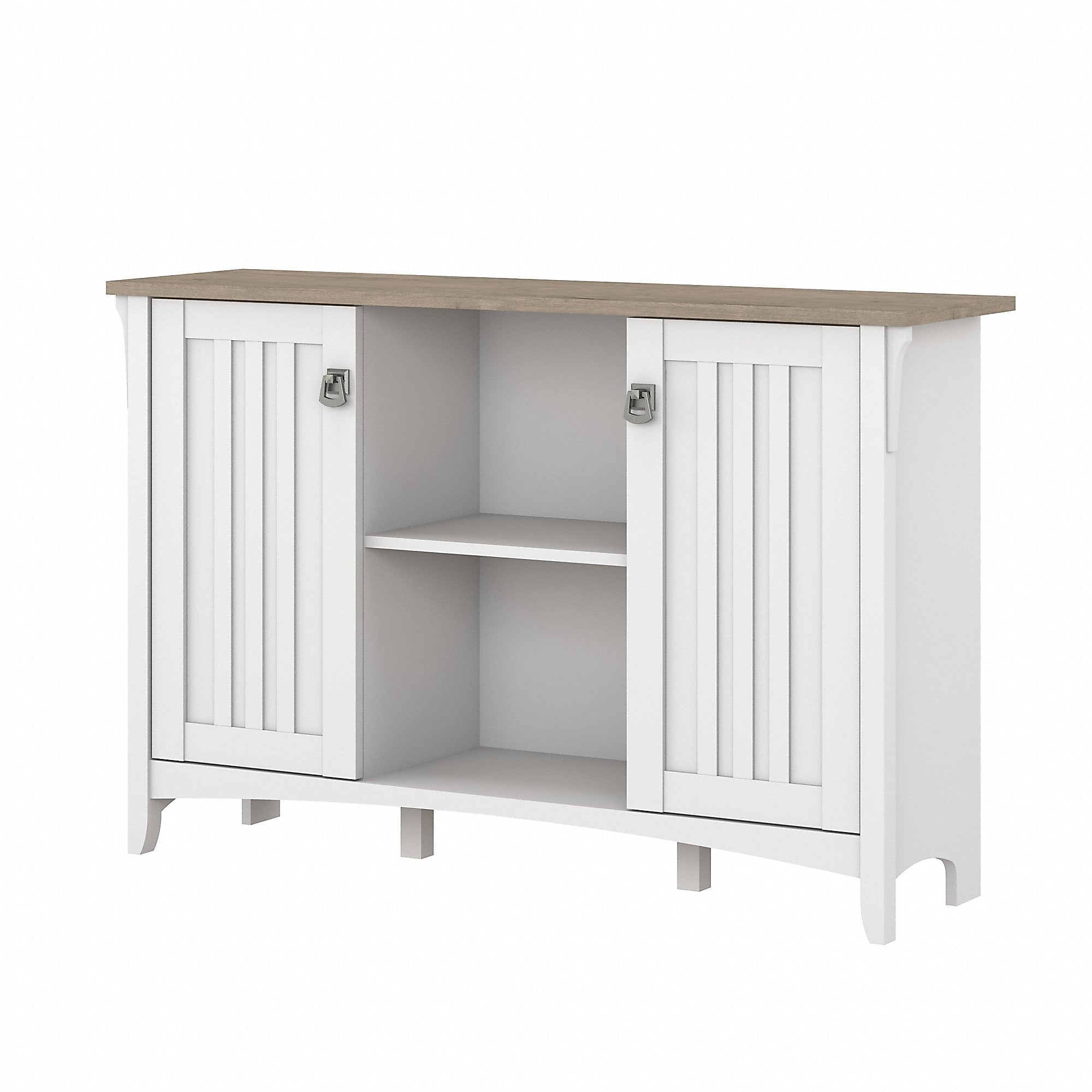 Bush Furniture Salinas 30" Accent Storage Cabinet with 3 Shelves, Shiplap Gray/Pure White (SAS147G2W-03)