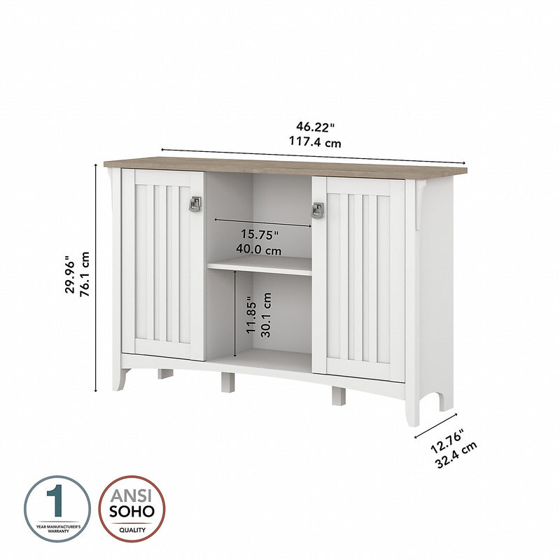Bush Furniture Salinas 30" Accent Storage Cabinet with 3 Shelves, Shiplap Gray/Pure White (SAS147G2W-03)