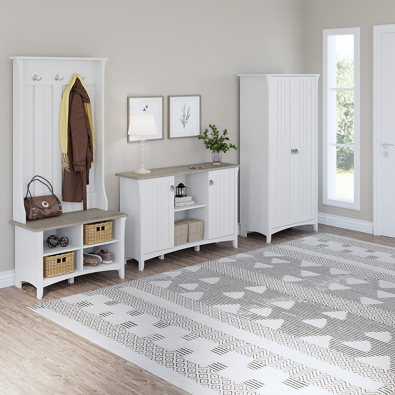 Bush Furniture Salinas 30" Accent Storage Cabinet with 3 Shelves, Shiplap Gray/Pure White (SAS147G2W-03)