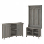 Bush Furniture Salinas 68" Storage Set with Hall Tree, Shoe Bench and Accent Cabinet, 5 Shelves, Driftwood Gray (SAL008DG)