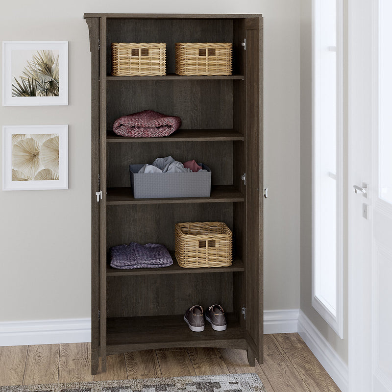 Bush Furniture Salinas 63" Tall Storage Cabinet with 4 Shelves, Ash Brown (SAS332ABR-03)
