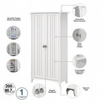 Bush Furniture Salinas 63" Storage Cabinet with 5 Shelves, Pure White (SAS332G2W-03)