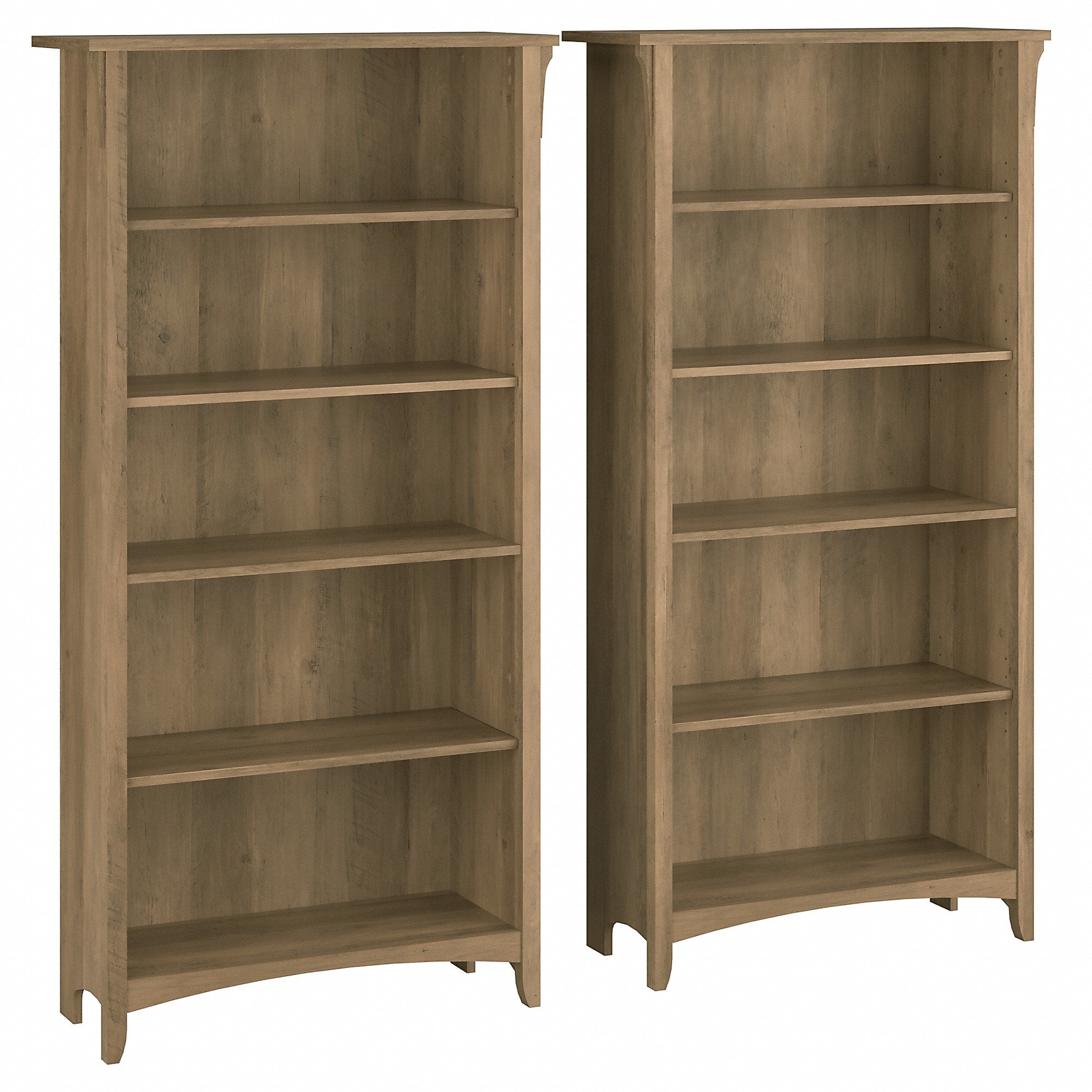 Bush Furniture Salinas 63"H 5-Shelf Tall Bookcase, Reclaimed Pine, 2/Set (SAL036RCP)