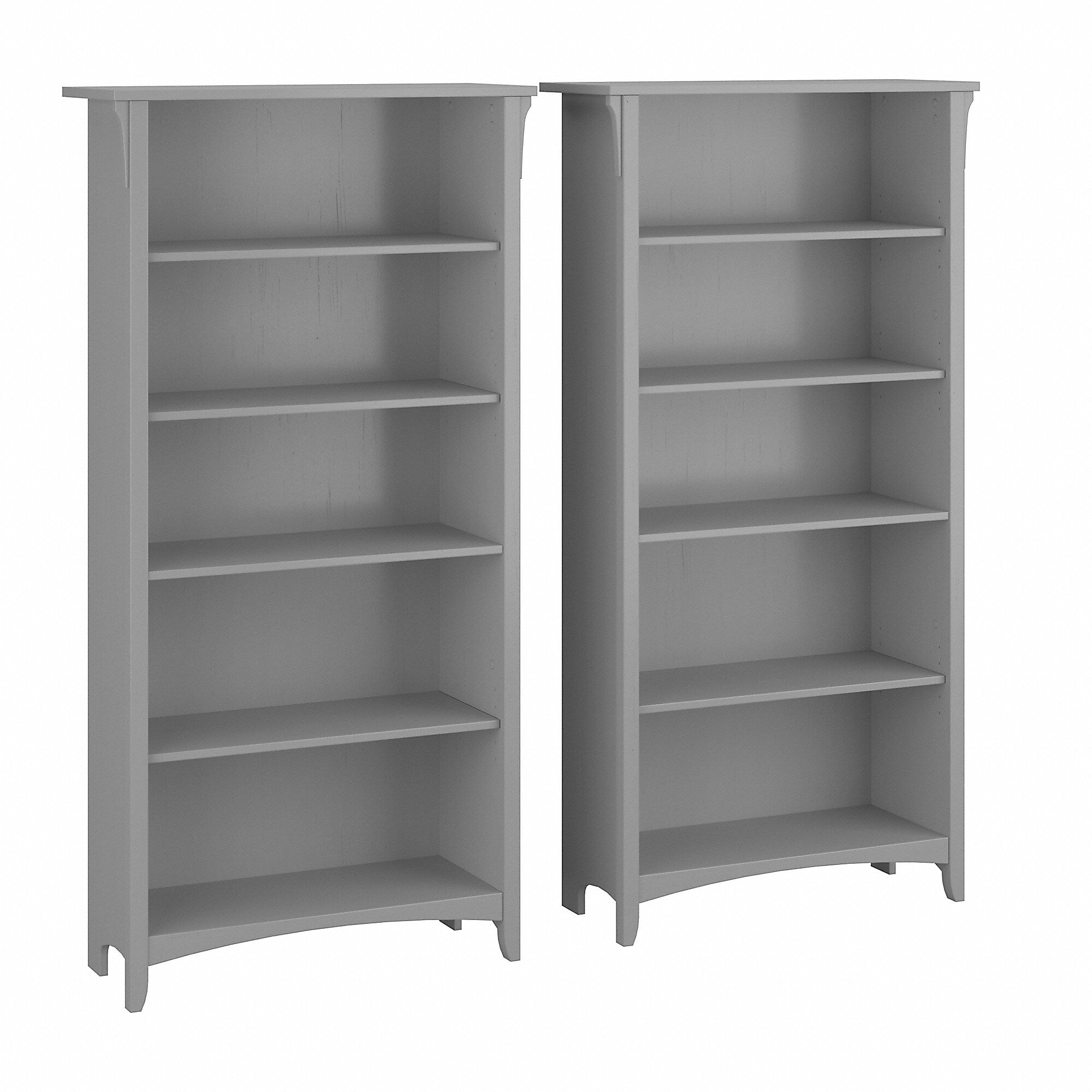 Bush Furniture Salinas 5-Shelf 63"H Tall Bookcase, Cape Cod Gray, 2/Set (SAL036CG)