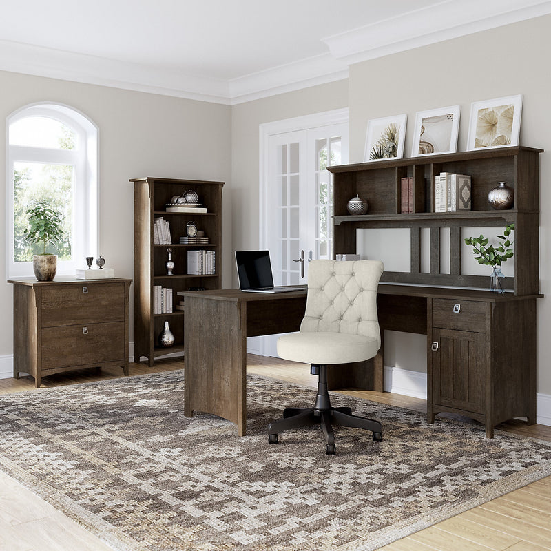 Bush Furniture Salinas 5-Shelf 63"H Bookcase, Ash Brown (SAB132ABR-03)