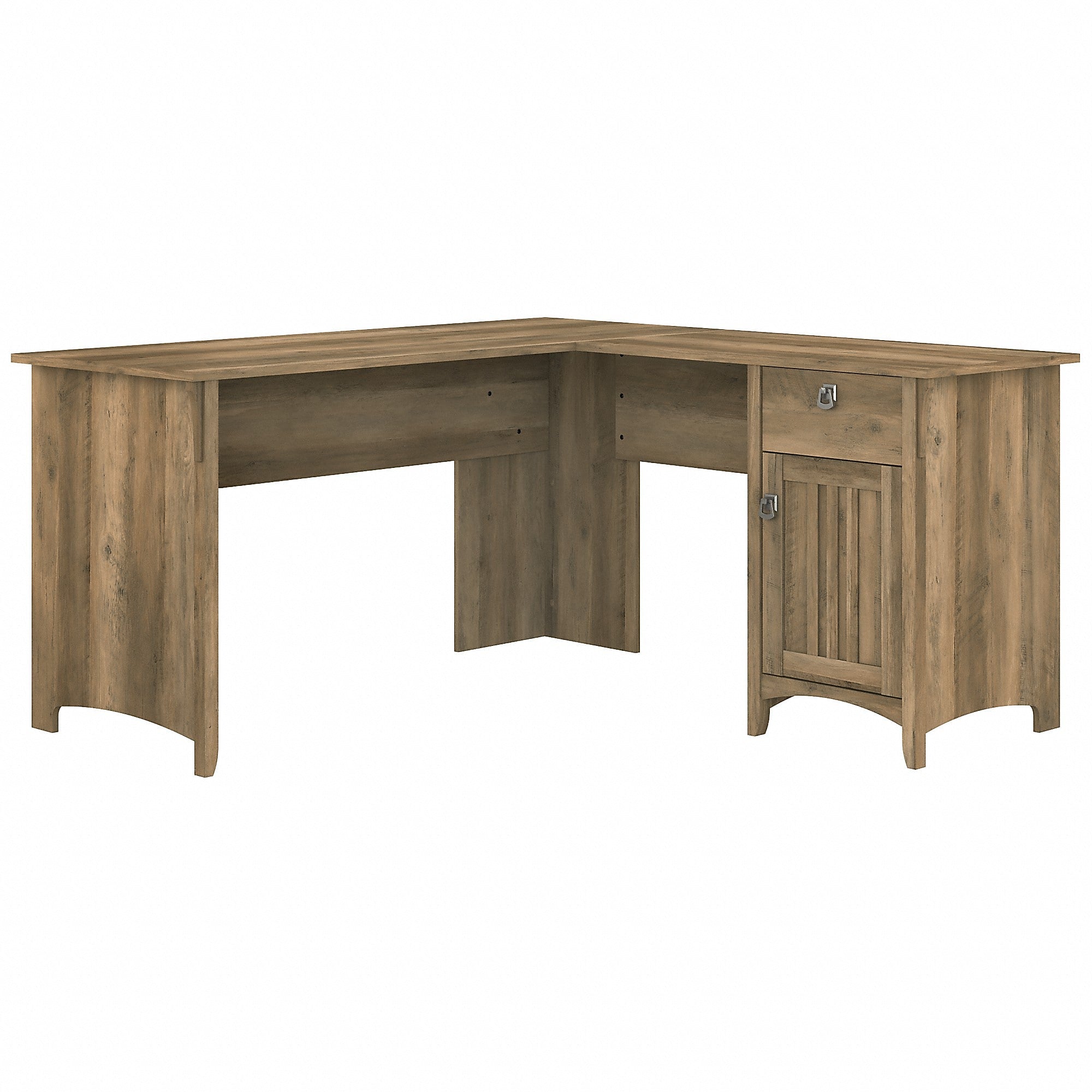 Bush Furniture Salinas 60"W L Shaped Desk with Storage, Reclaimed Pine (SAD160RCP-03)
