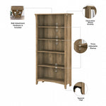 Bush Furniture Salinas 63"H 5-Shelf Bookcase, Reclaimed Pine (SAB132RCP-03)