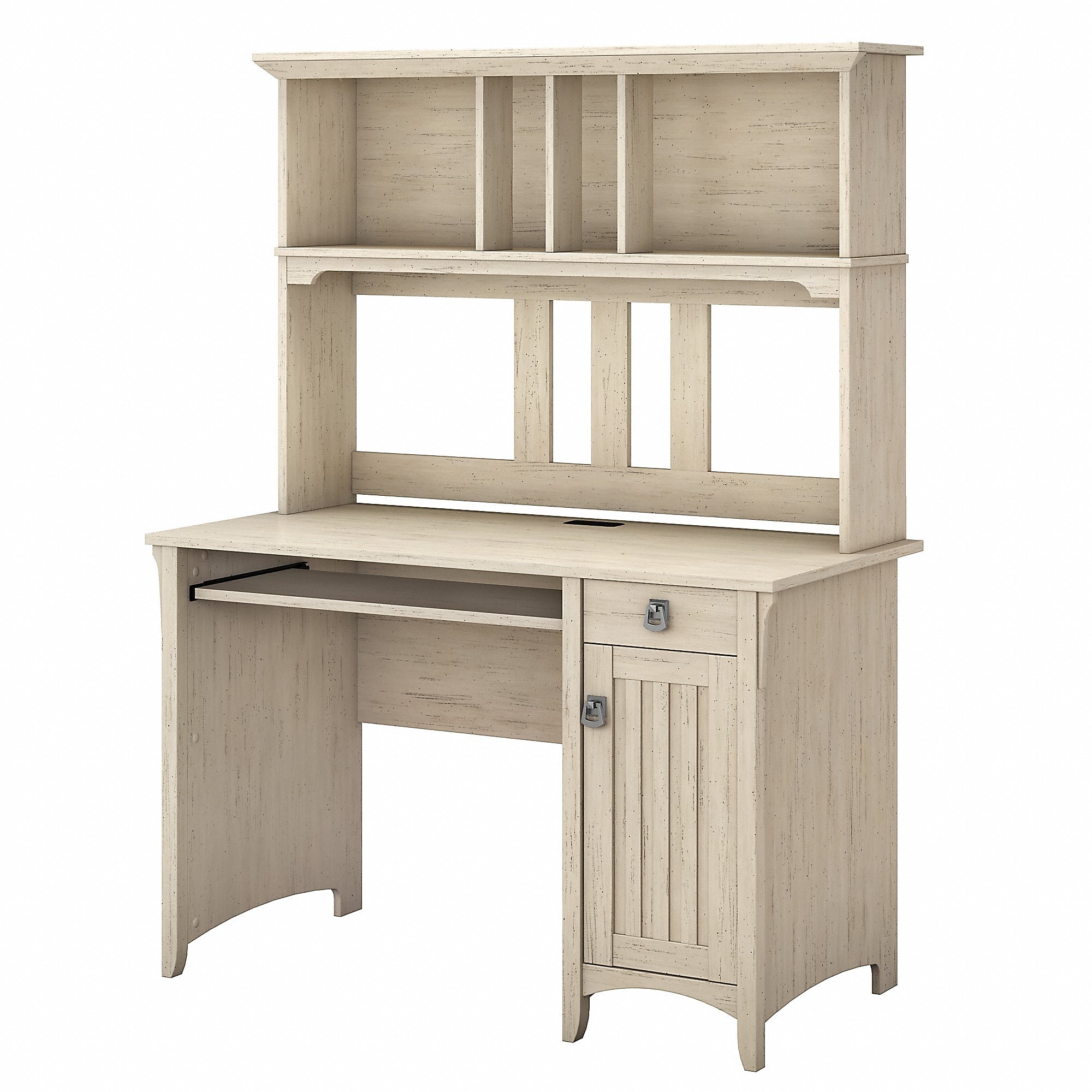 Bush Furniture Salinas 48"W Small Computer Desk with Hutch, Antique White (MY72208-03)