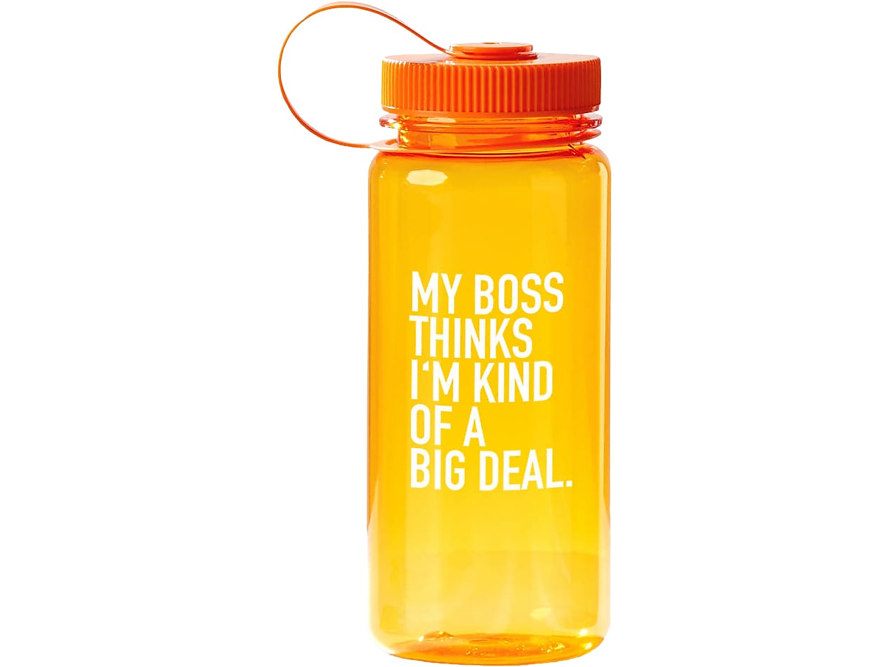 Baudville "My Boss Thinks I'm Kind Of A Big Deal" Plastic Water Bottle, 21 oz., Orange (91579)