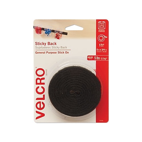VELCRO® Closure Easy To Use Dispenser Pack, Black (90086)