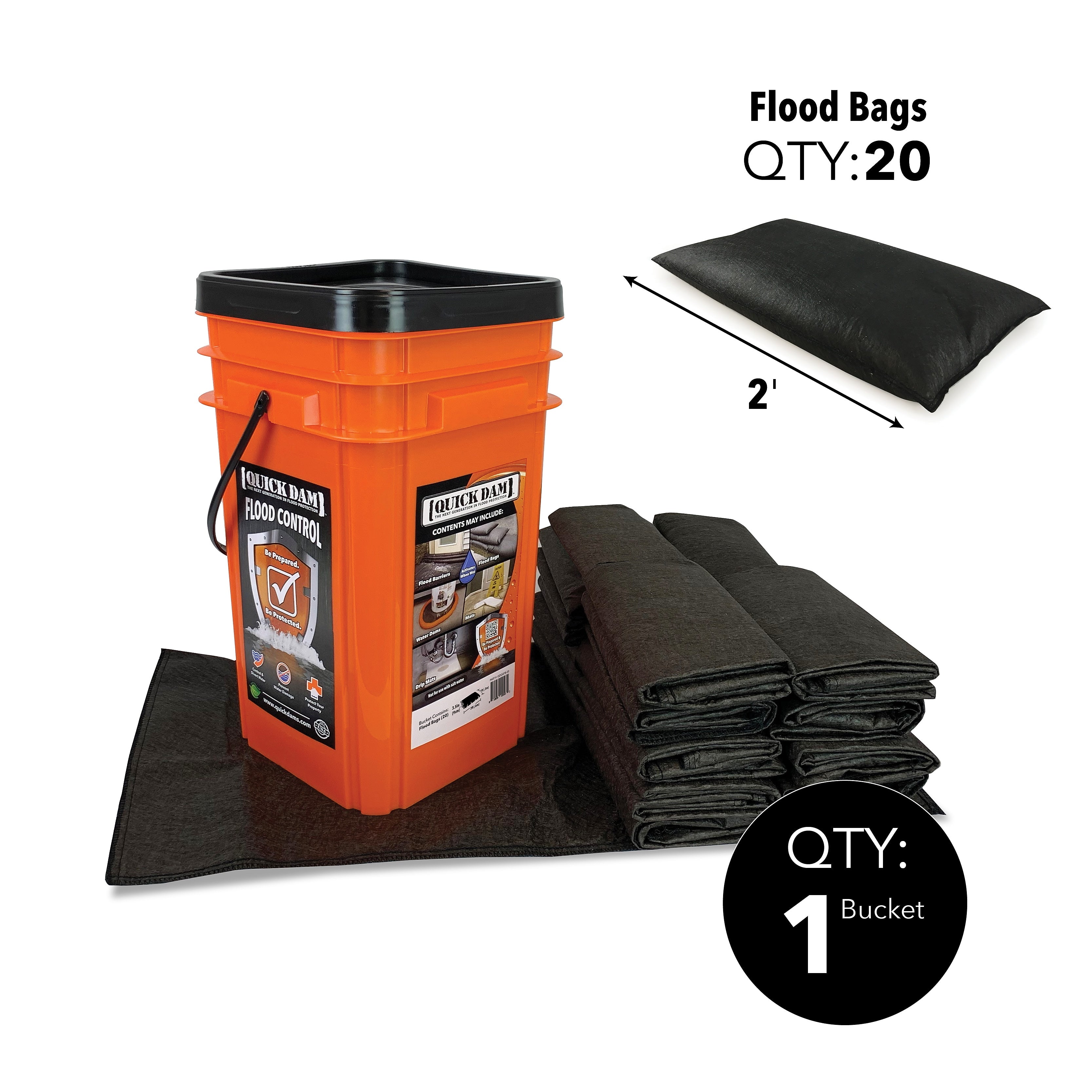 Quick Dam Grab & Go Flood Control Kit, 12", Up to 4 Gal. (QDGGFB-20)