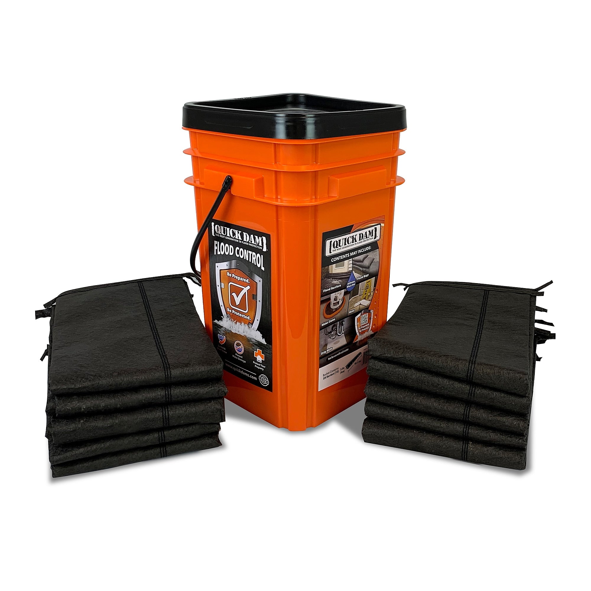 Quick Dam Grab & Go Flood Barrier, 60", Up to 4.25 Gal., 10/Box (QDGG5-10)