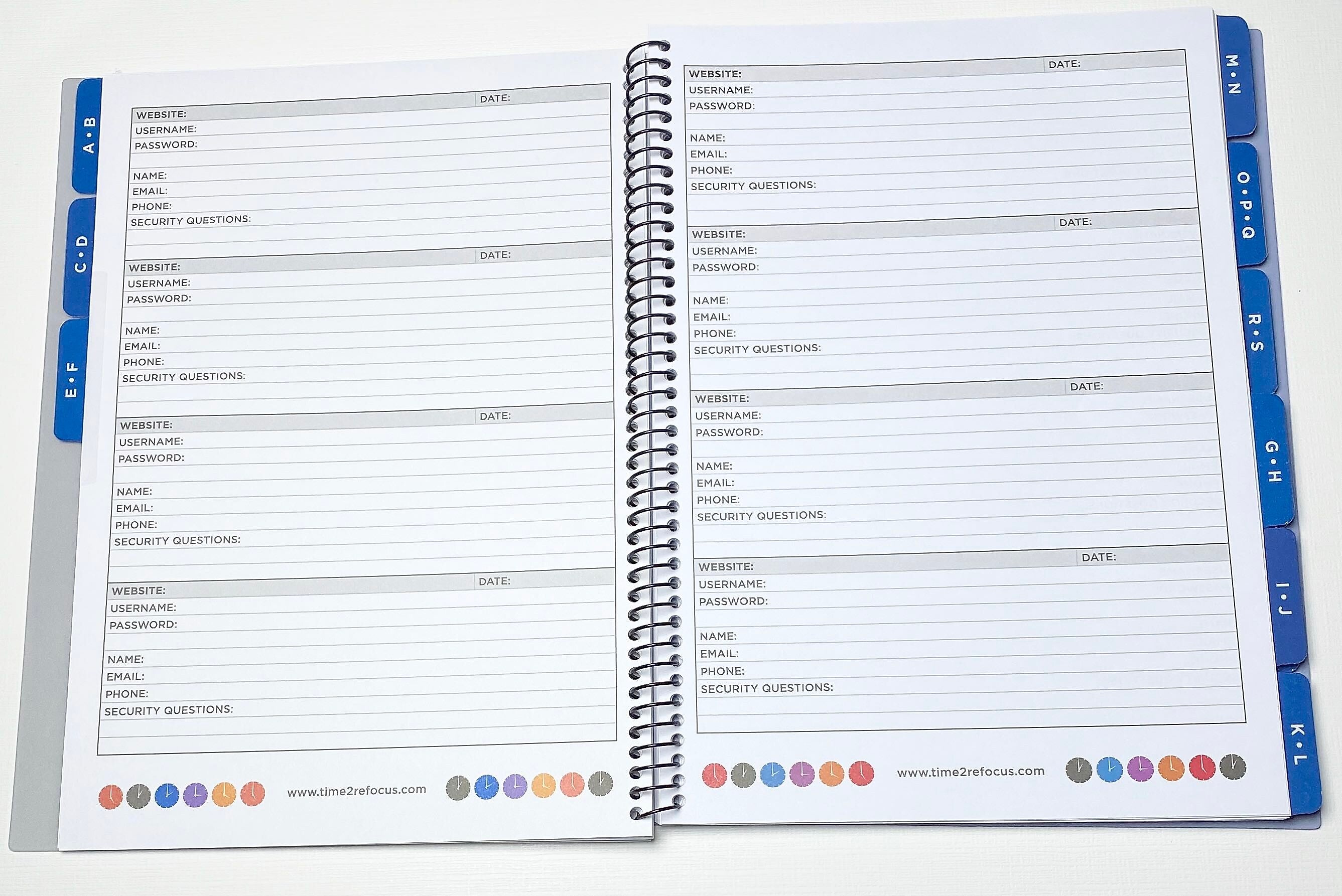 RE-FOCUS THE CREATIVE OFFICE 7.5" x 10" Large Password Keeper Book, Black (10004.5)