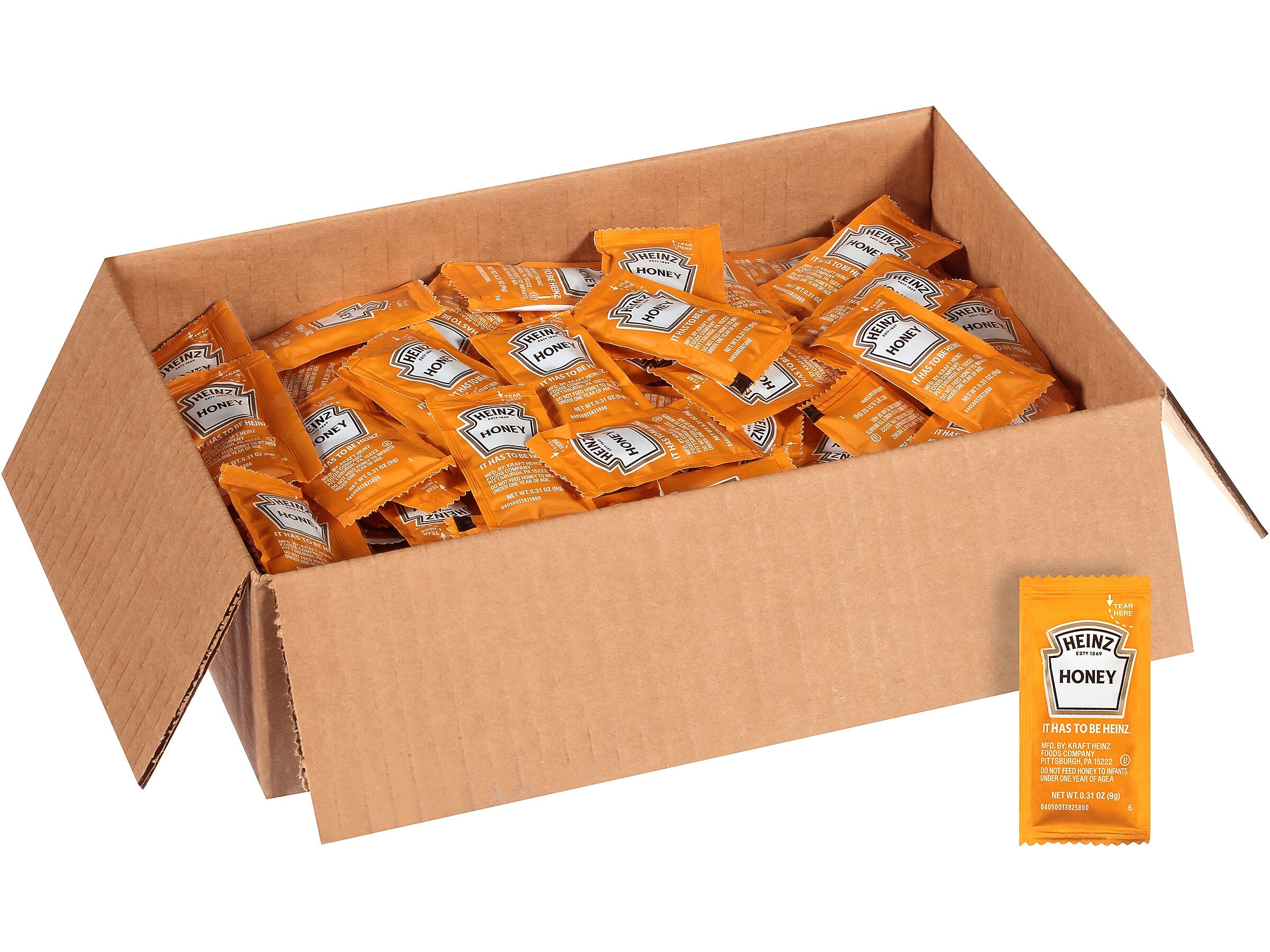 Heinz Single Serve Honey Packets, 0.31 oz., 200/Carton (533700)