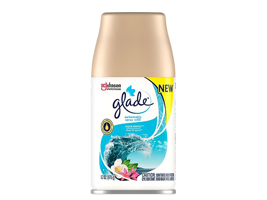 Glade Air Freshener Automatic Spray Refill, Aqua Waves Scent, 6.2 Oz., 4/Pack (325078)