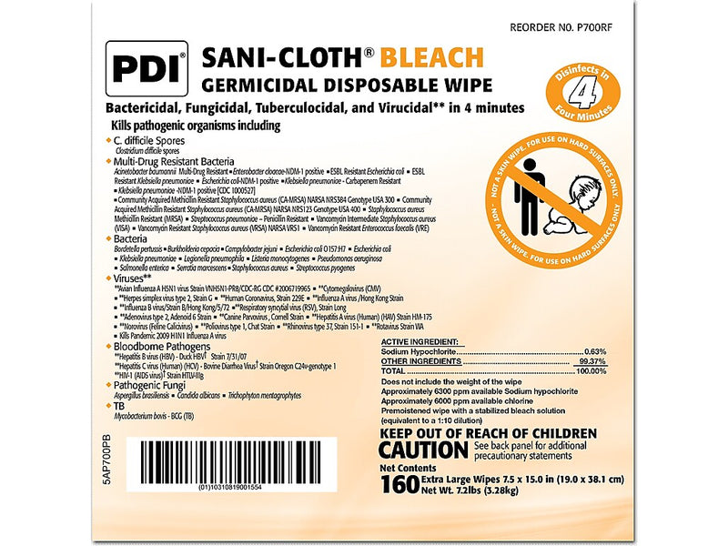 PDI Sani-Cloth Disinfecting Wipe Refill, 160/Refill, 2 Refills/Carton (P700RF)