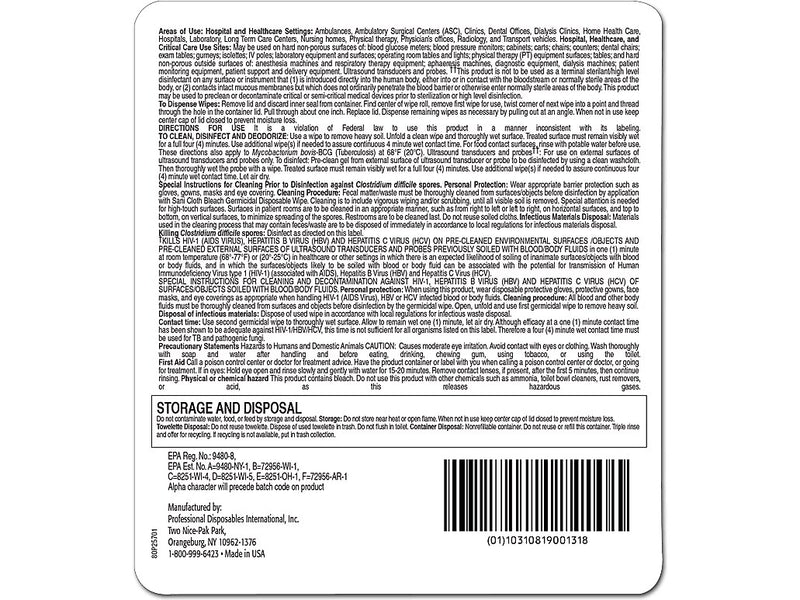 PDI Sani-Cloth Disinfecting Wipes, 65 Wipes/Container (P25784)