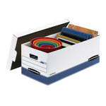 Bankers Box Medium-Duty Corrugated File Storage Boxes, Lift-Off Lid, Letter Size, White/Blue, 20/Carton (0070110)