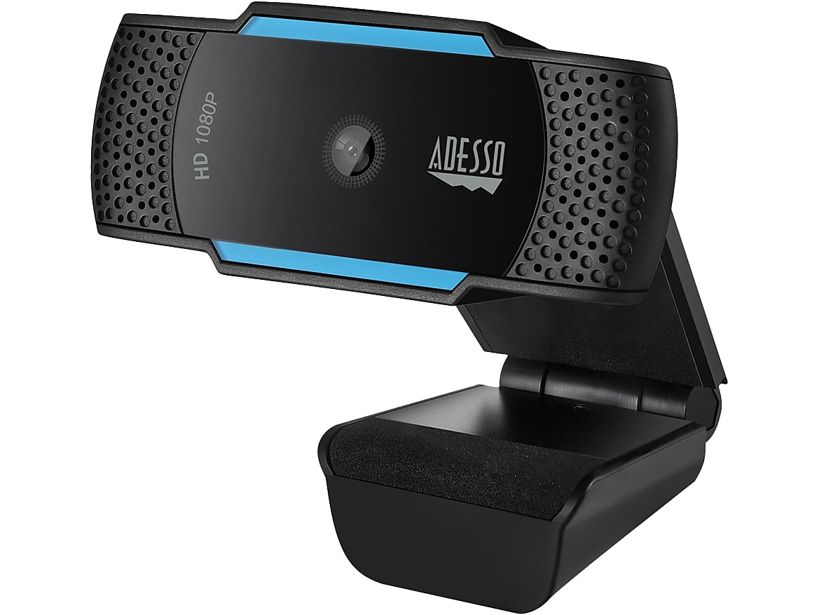 Adesso CyberTrack HD 1920x1080 Webcam, 2.1 Megapixels, Black/Blue (CYBERTRACKH5-TAA)