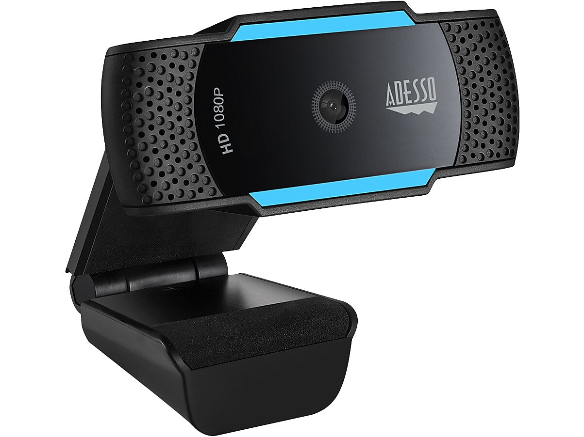 Adesso CyberTrack HD 1920x1080 Webcam, 2.1 Megapixels, Black/Blue (CYBERTRACKH5-TAA)