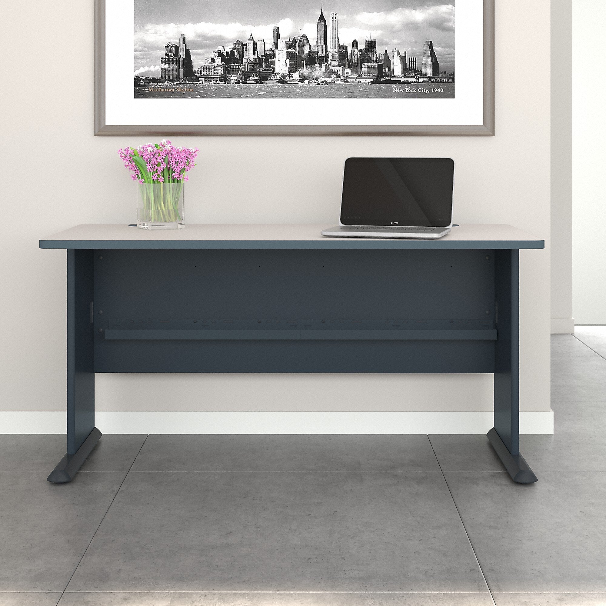 Bush Business Furniture Cubix 60"W Desk, Slate/White Spectrum (WC8460A)