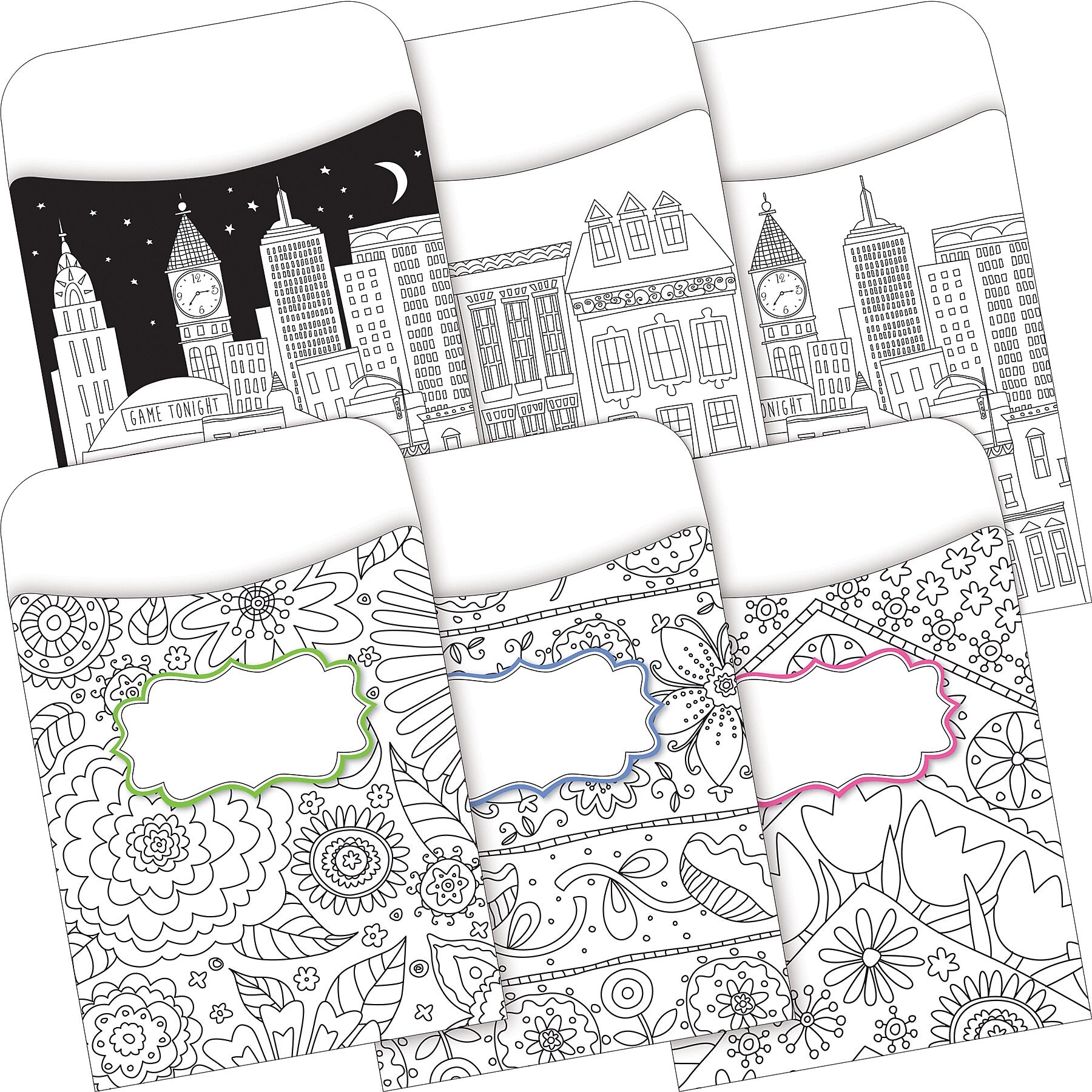 Barker Creek Color Me Library Pockets, 5.125" x 3.5", 60/Set (4138)