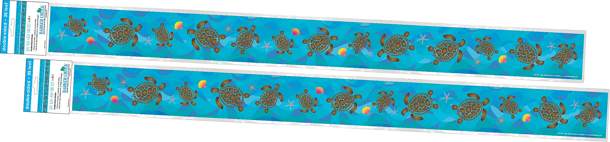 Barker Creek Double-Sided Border, 35" x 3", Kai Ola Sea Turtles, 24/Pack (4306)
