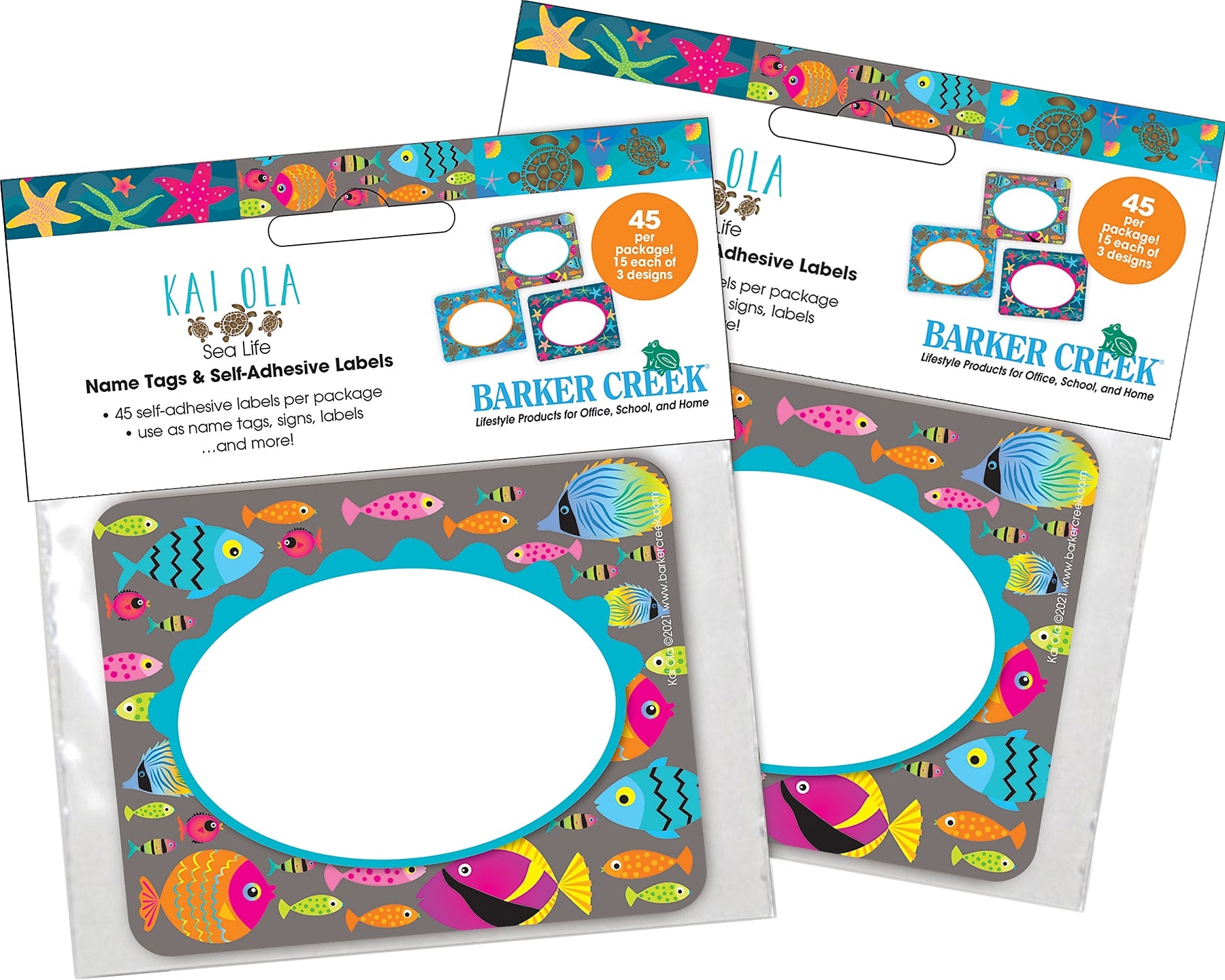 Barker Creek Self-adhesive Kai Ola School Name Tags, 2.75" x 3.5", 90/Set (4312")