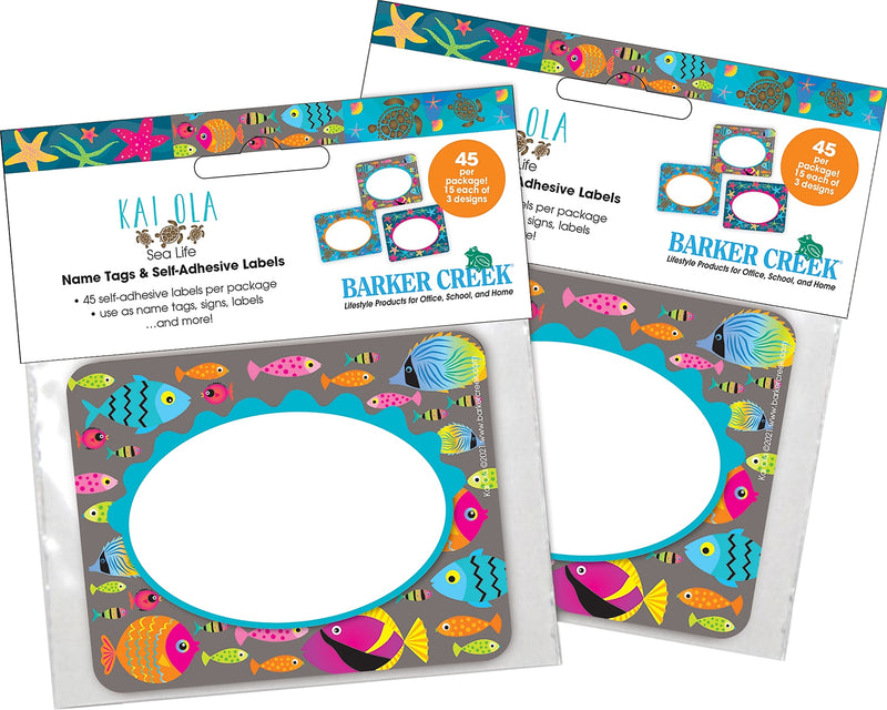 Barker Creek Self-adhesive Kai Ola School Name Tags, 2.75" x 3.5", 90/Set (4312")