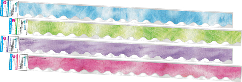 Barker Creek Double-Sided Scalloped Border Set, 36" x 2.25", Tie-Dye and Ombré, 4 designs, 52/Set (4427)