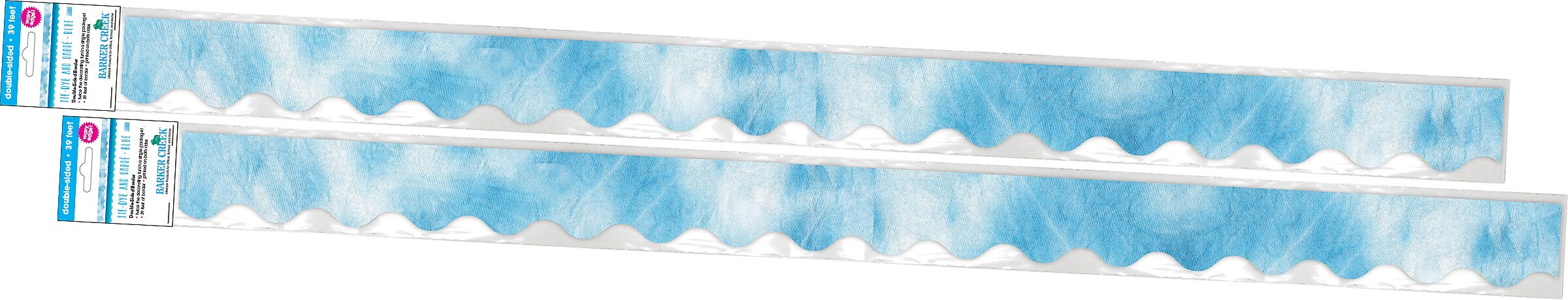 Barker Creek Double-Sided Scalloped Border, 36" x 2.25", Blue Tie-Dye and Ombré, 26/Pack (4329)