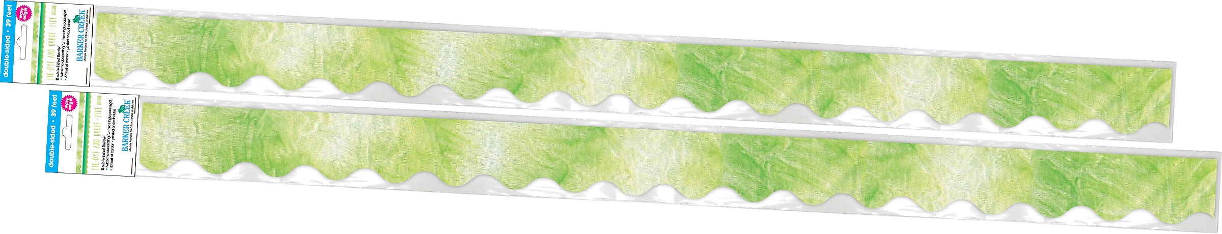 Barker Creek Double-Sided Scalloped Border, 36" x 2.25", Lime Tie-Dye and Ombré, 26/Pack (4330)