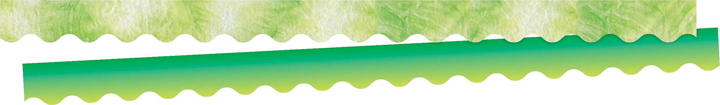 Barker Creek Double-Sided Scalloped Border, 36" x 2.25", Lime Tie-Dye and Ombré, 26/Pack (4330)