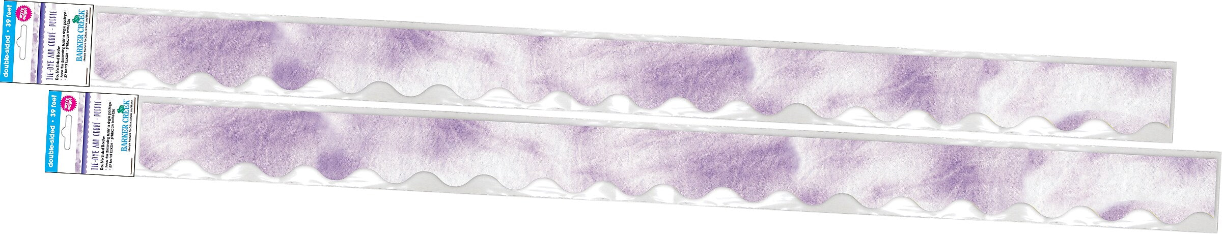 Barker Creek Double-Sided Scalloped Border, 36" x 2.25", Purple Tie-Dye and Ombré, 26/Pack (4331)